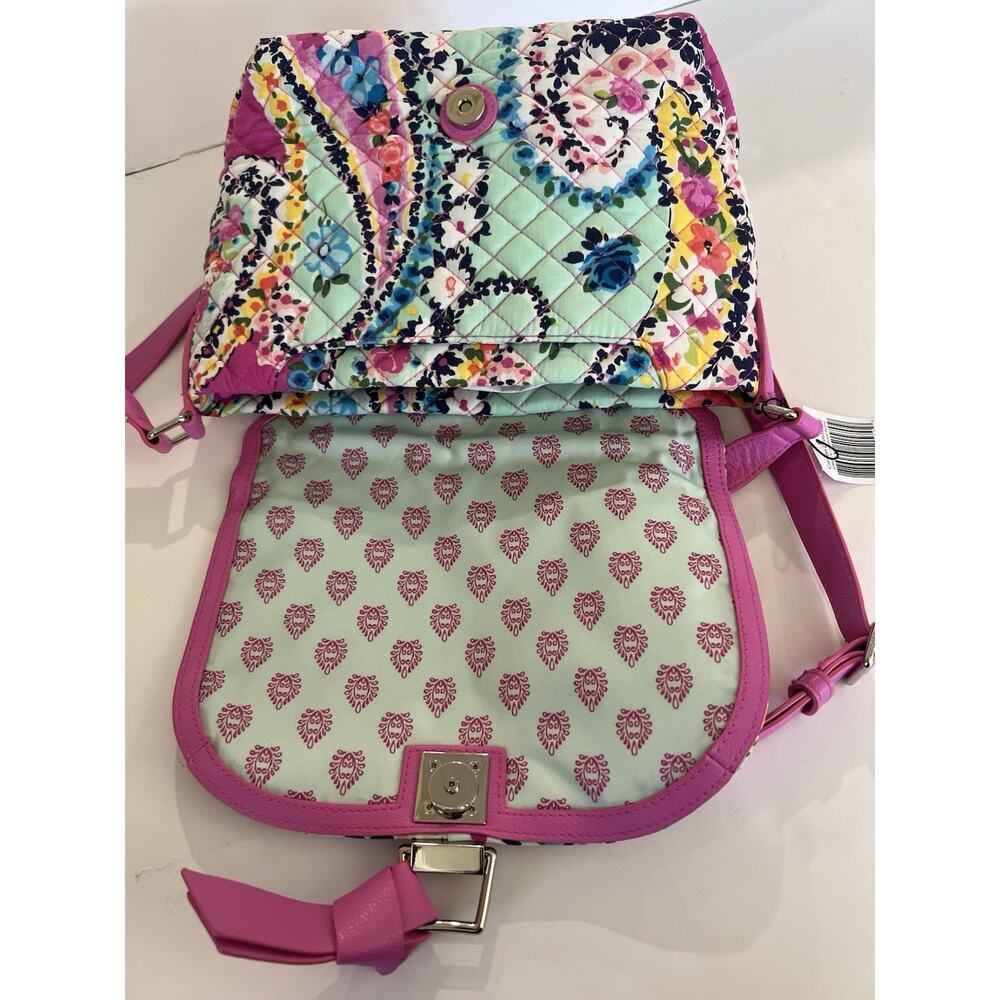 NWT Vera Bradley Carson Crossbody Bag Wildflower Paisley Flap Purse Floral - Picture 9 of 13